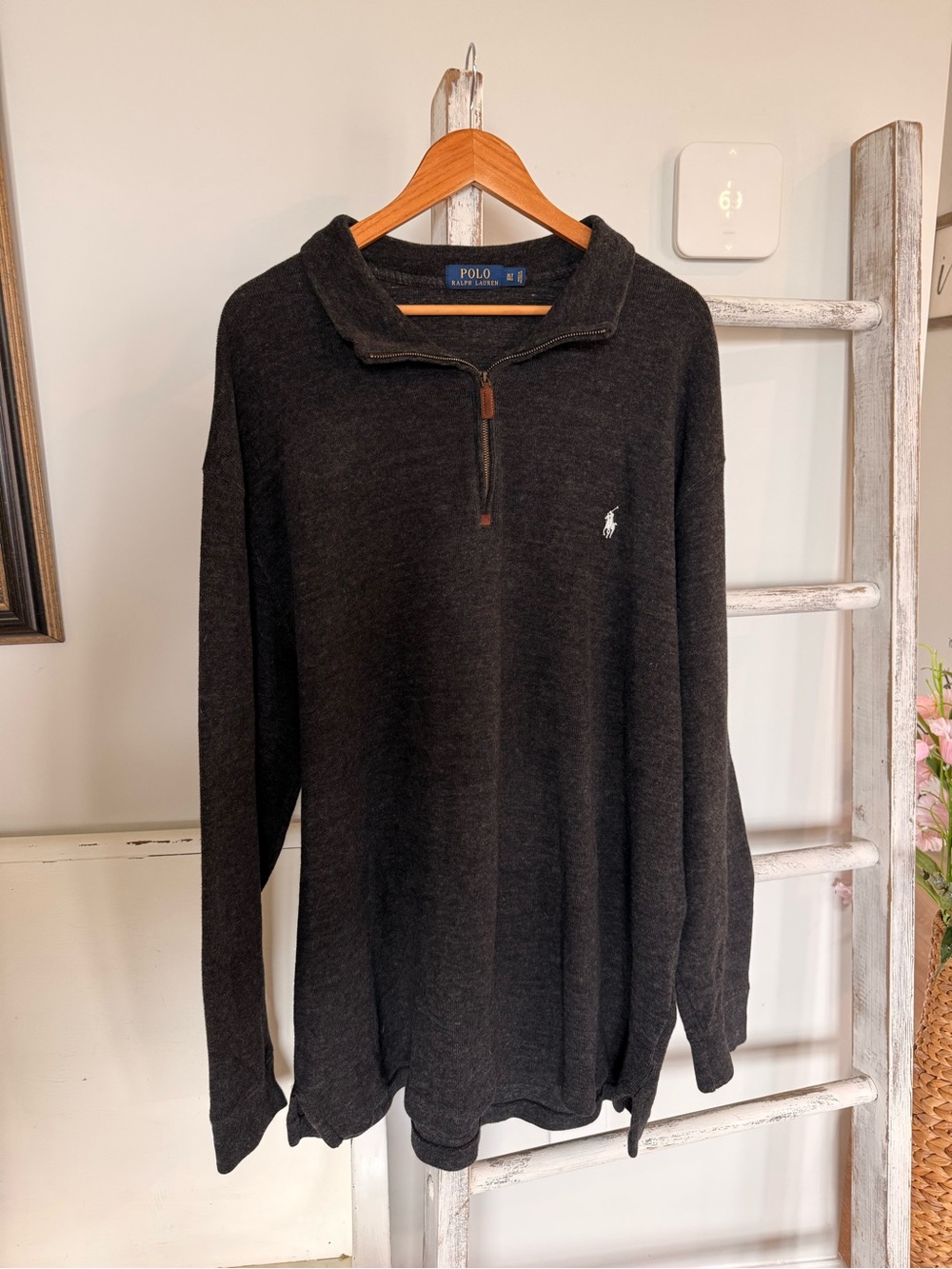 Polo Ralph Lauren Sweater Men XLBT. Dark Gray Estate Rib Quarter Zip Sweatshirt